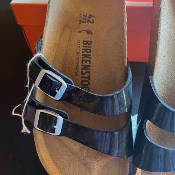 Birkenstock Ibiza Patent Black, Red Sole Sandals (New) Size 42, Women 11 Men 9 - Picture 1 of 6